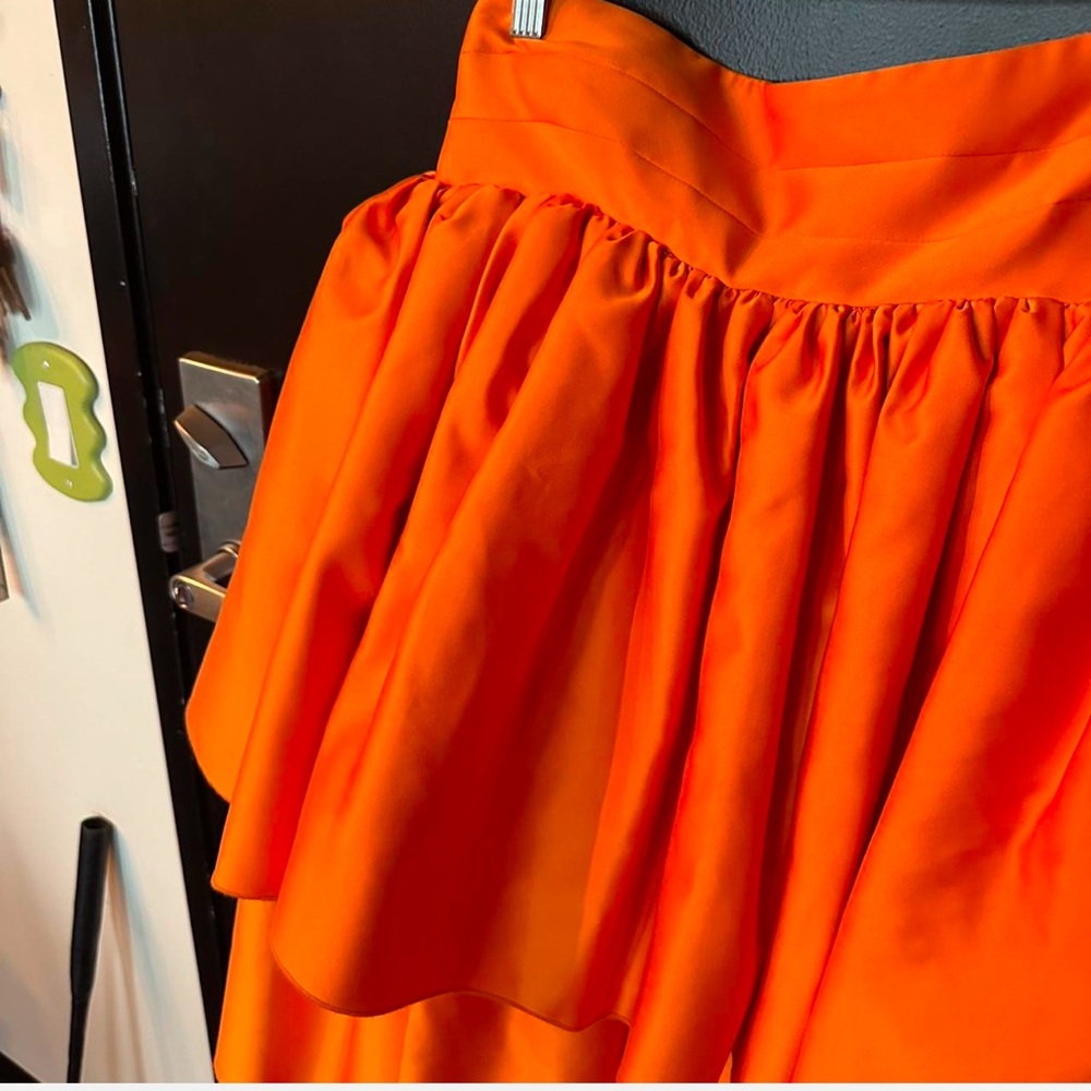 Rotate Birger Christensen Carmina strapless ruffled dress in orange - Picture 4 of 9